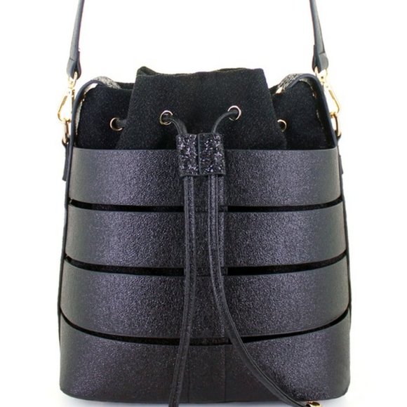 House of Thiam Handbags - Caged Crossbody Bucket Bag | Black